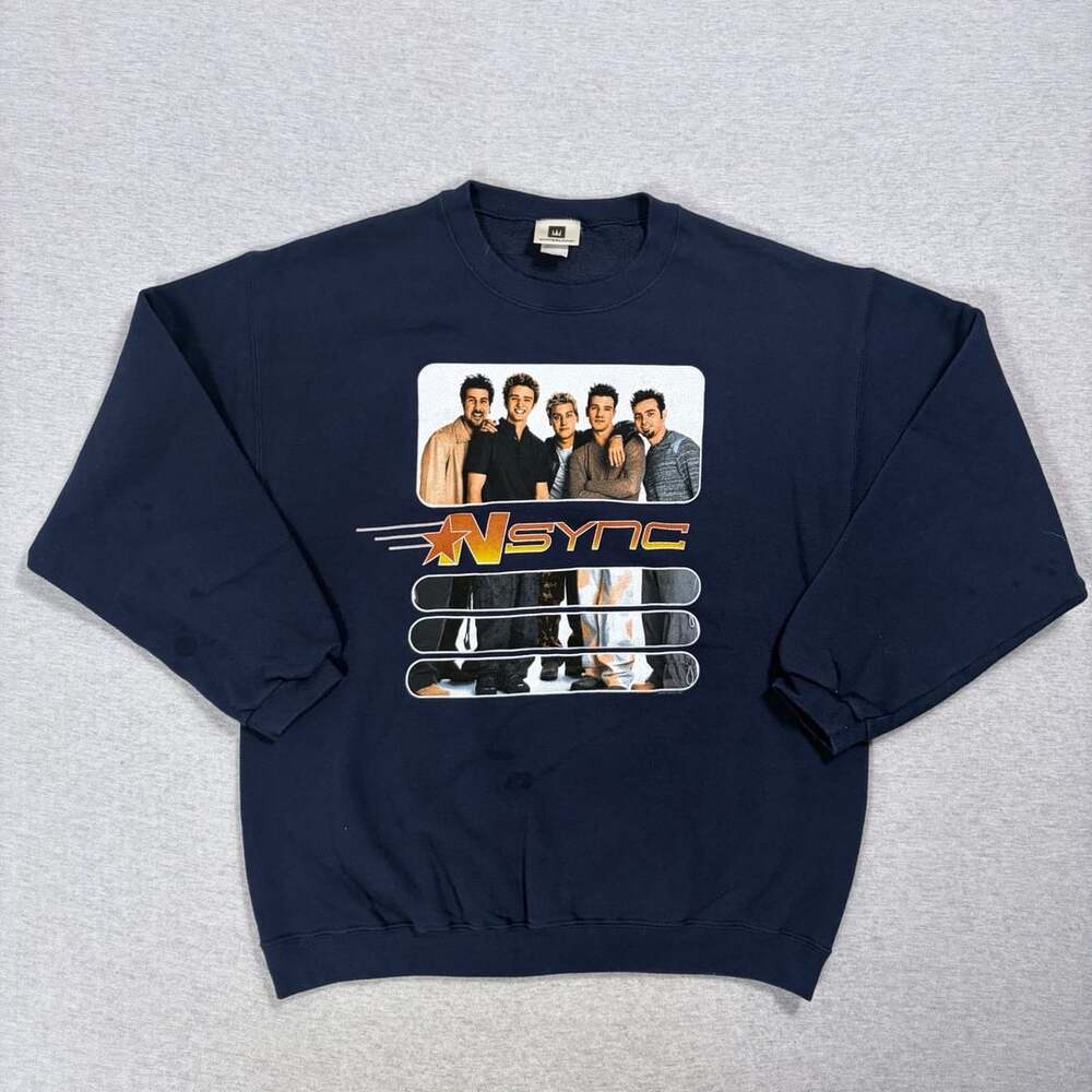 Winterland Nsync Vintage 2000 Band Sweatshirt Size Large Navy Blue